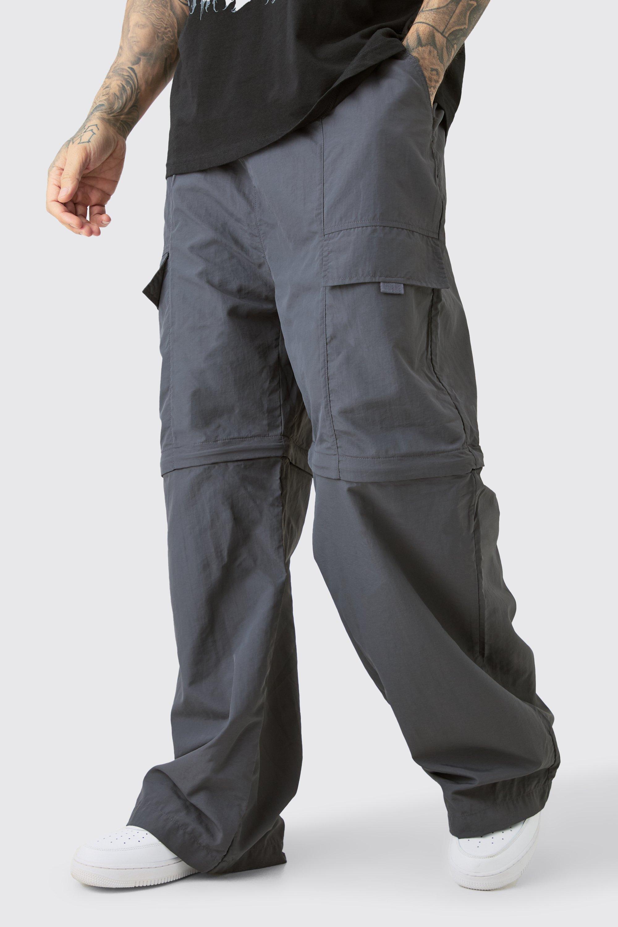 【BAON】Login Banding Brushed Cargo Parachute Pants JMIERR Men's Baggy Cargo Pants Trendy Parachute Pants Loose
